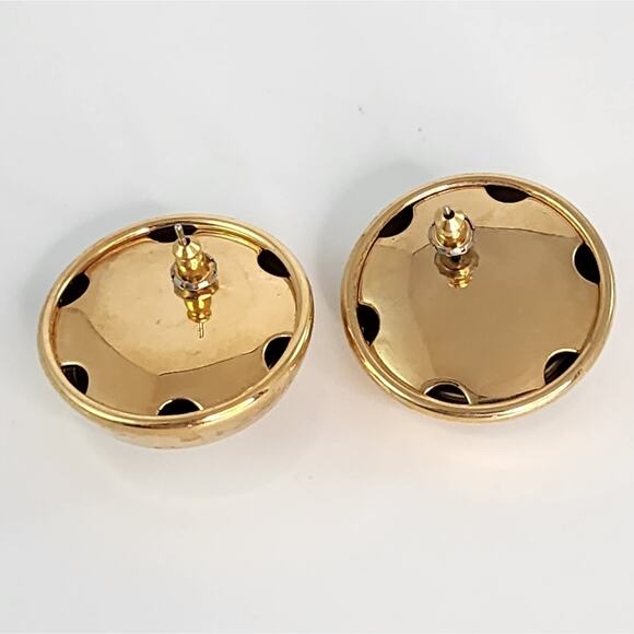 🌻3 for $18 Vintage Gold Tone & Pearl Button Earrings - Picture 2 of 2